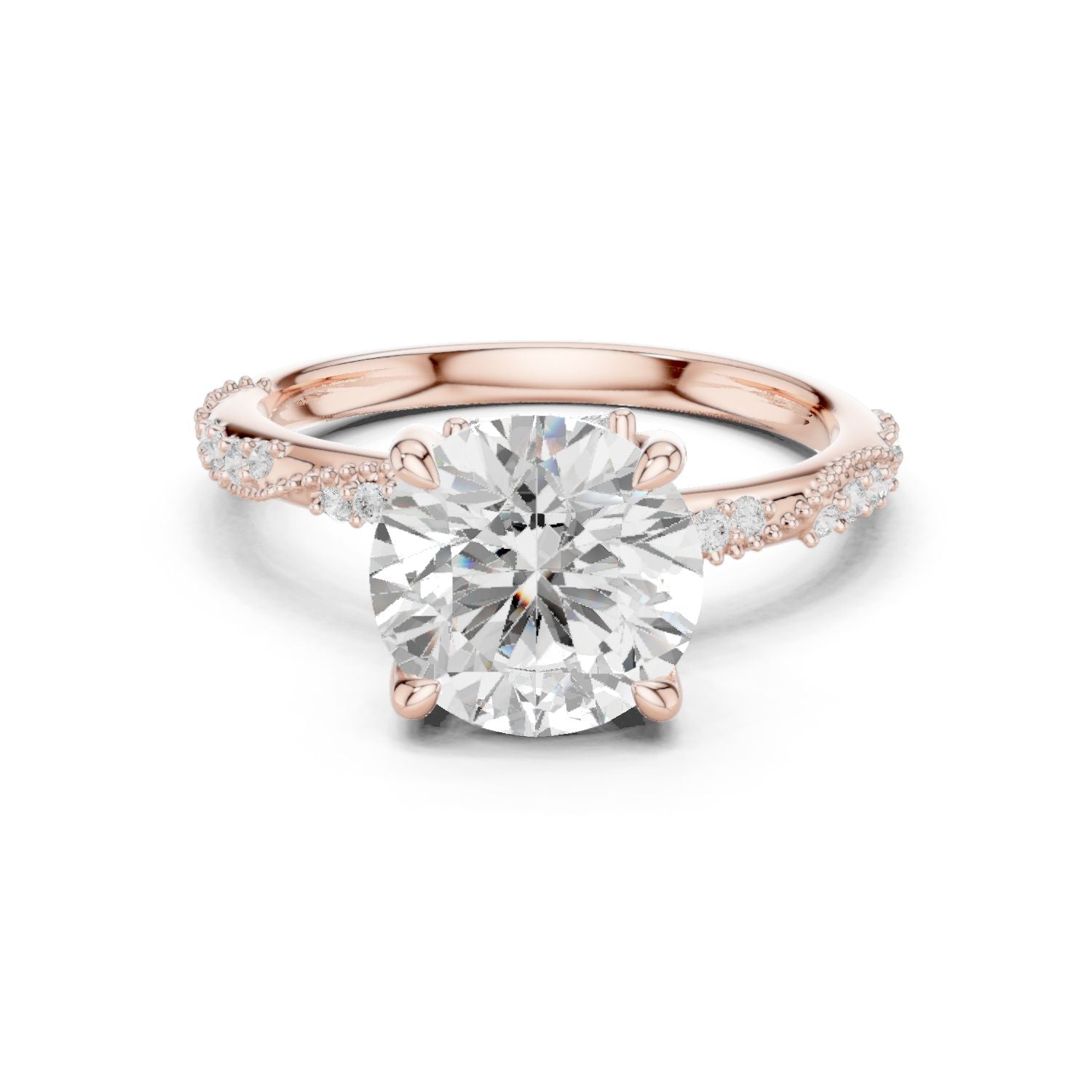 Round Lab Grown Diamond Pave Engagement Ring