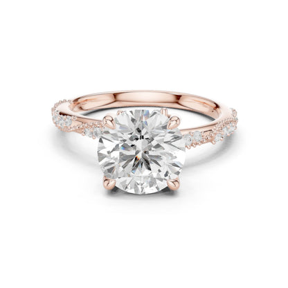 Round Lab Grown Diamond Pave Engagement Ring