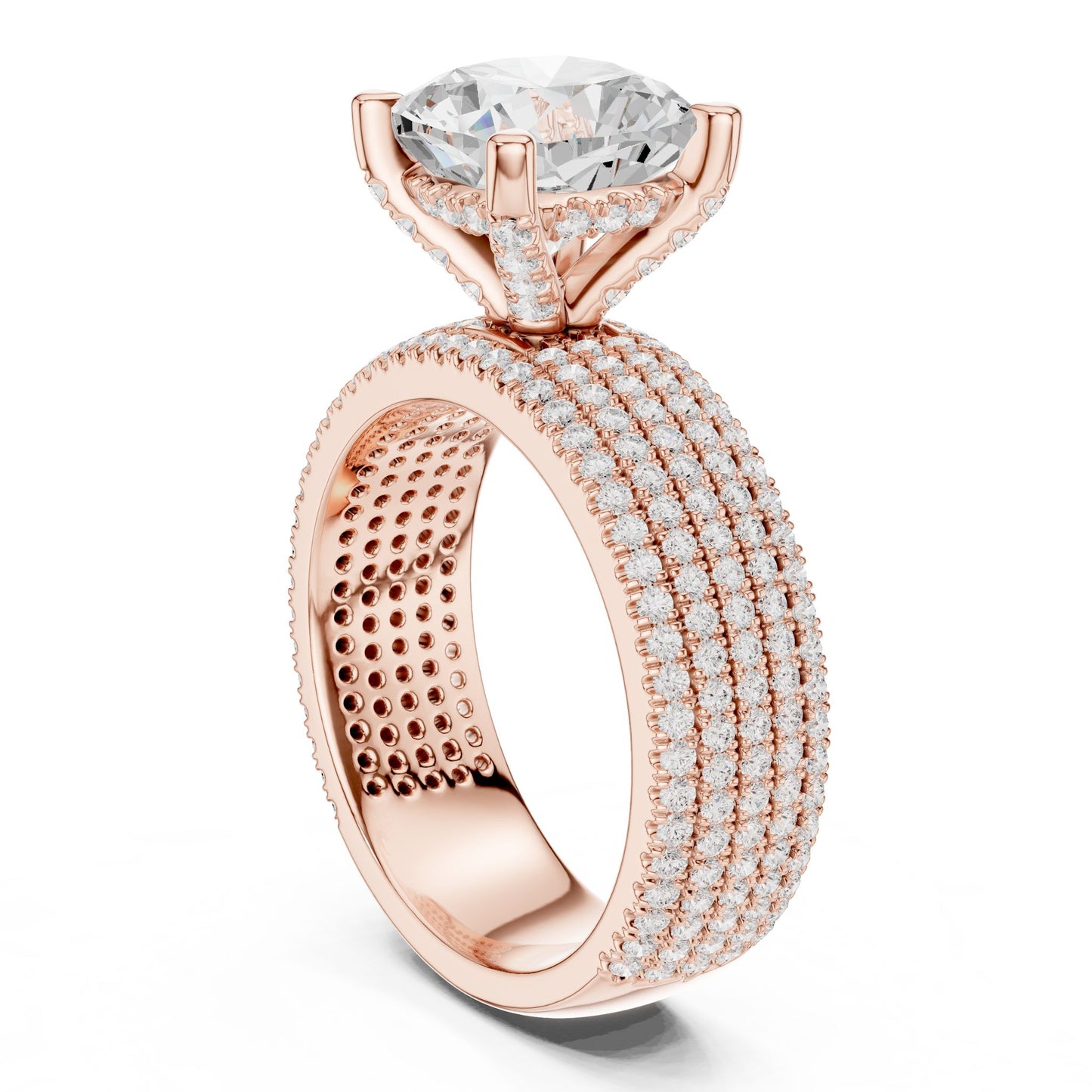 Round Lab Grown Diamond Pave Engagement Ring