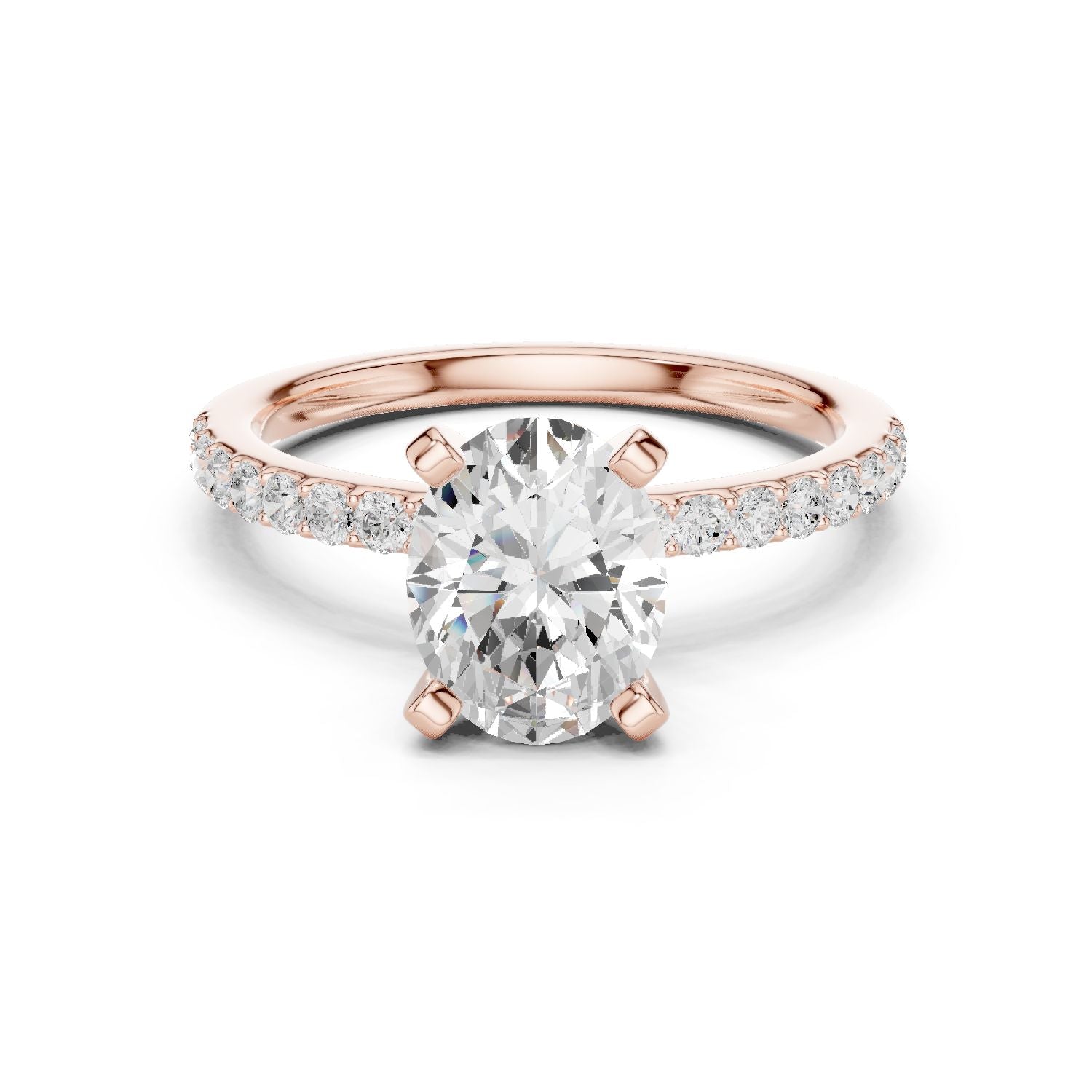 Round Lab Grown Diamond Pave Engagement Ring