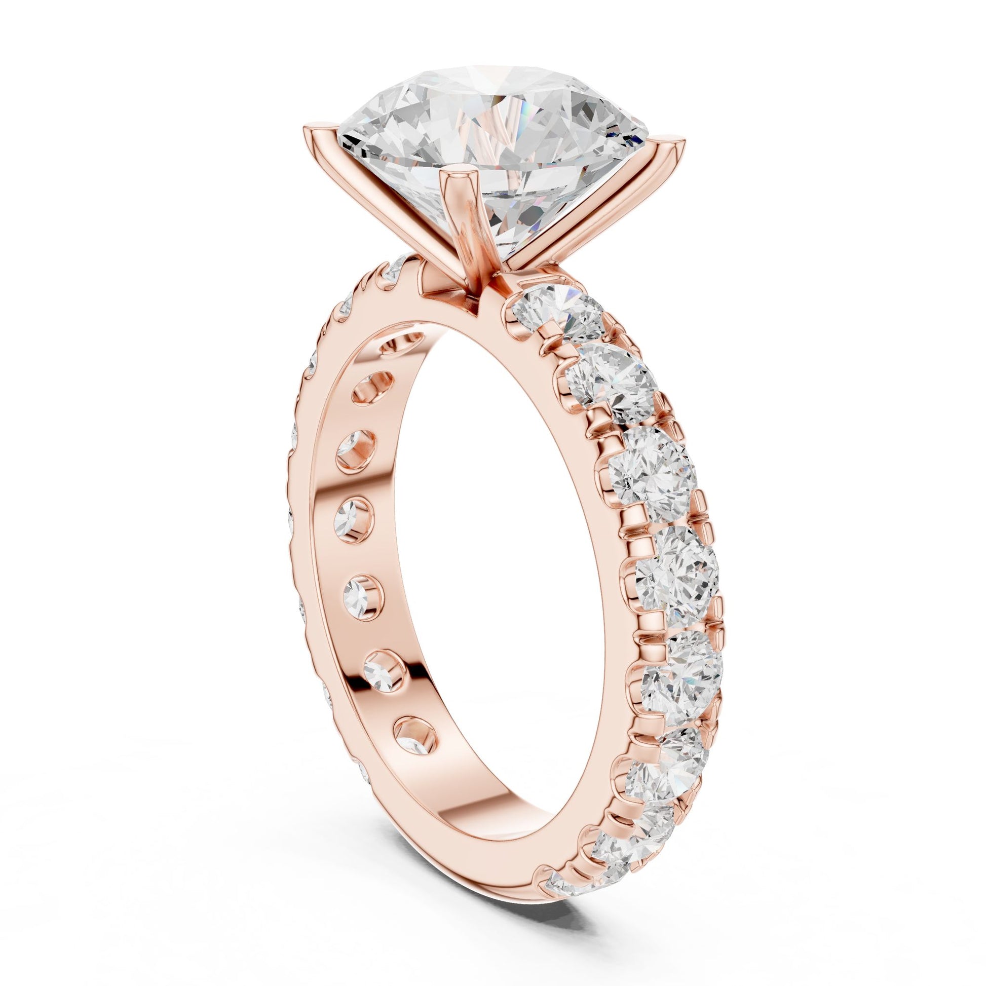 Round Lab Grown Diamond Pave Engagement Ring