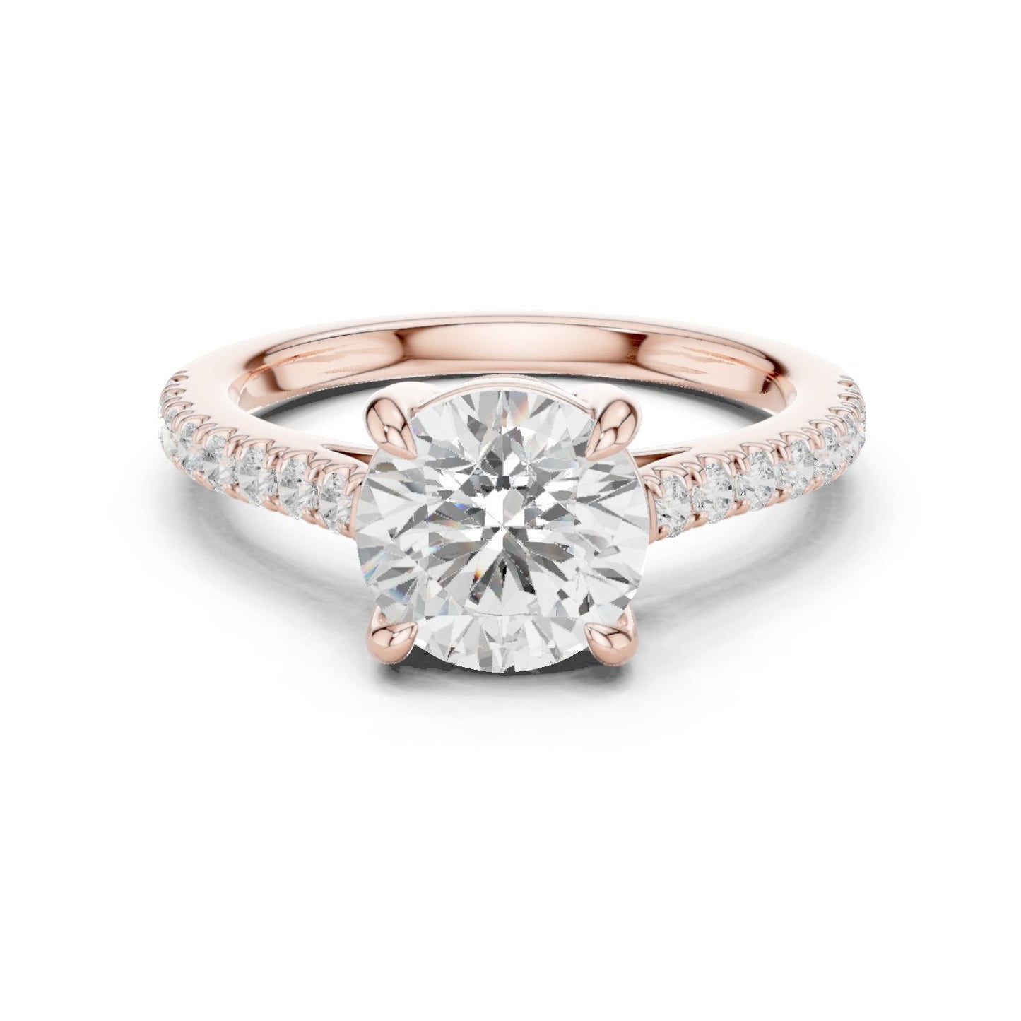 Round Lab Grown Diamond Pave Engagement Ring