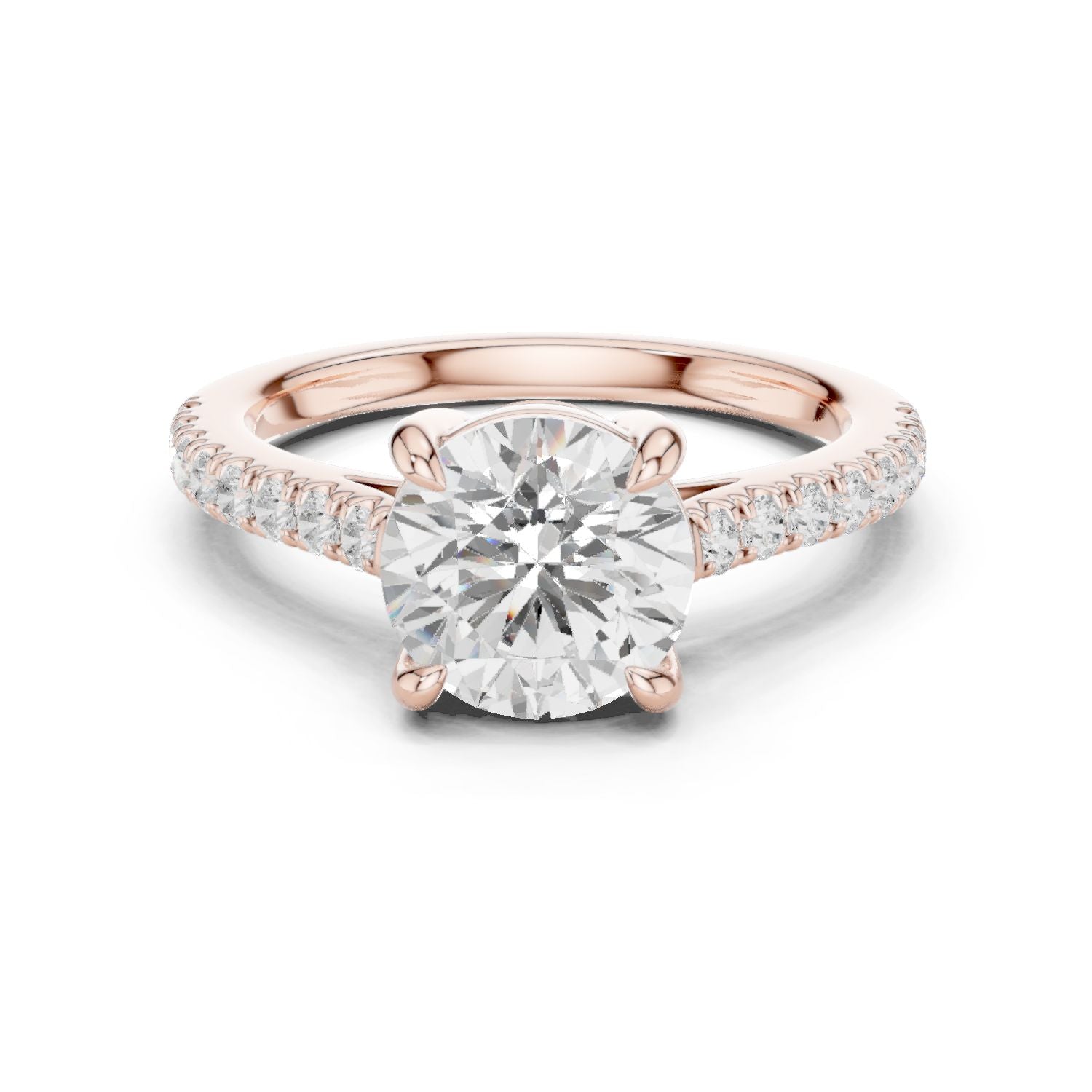 Round Lab Grown Diamond Pave Engagement Ring