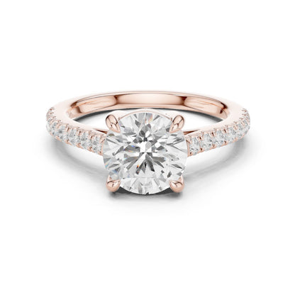 Round Lab Grown Diamond Pave Engagement Ring