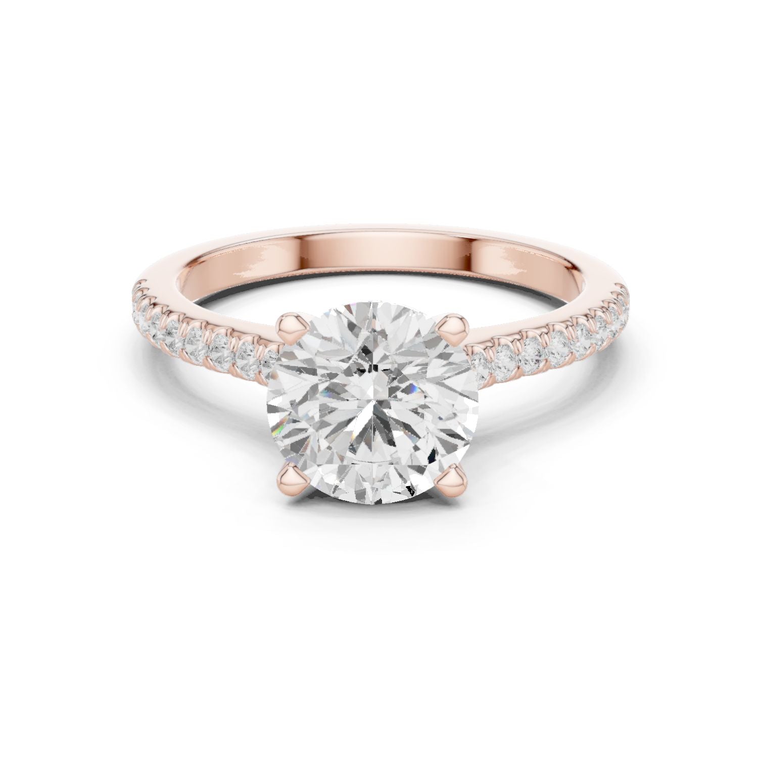 Round Lab Grown Diamond Pave Engagement Ring