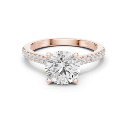 Round Lab Grown Diamond Pave Engagement Ring