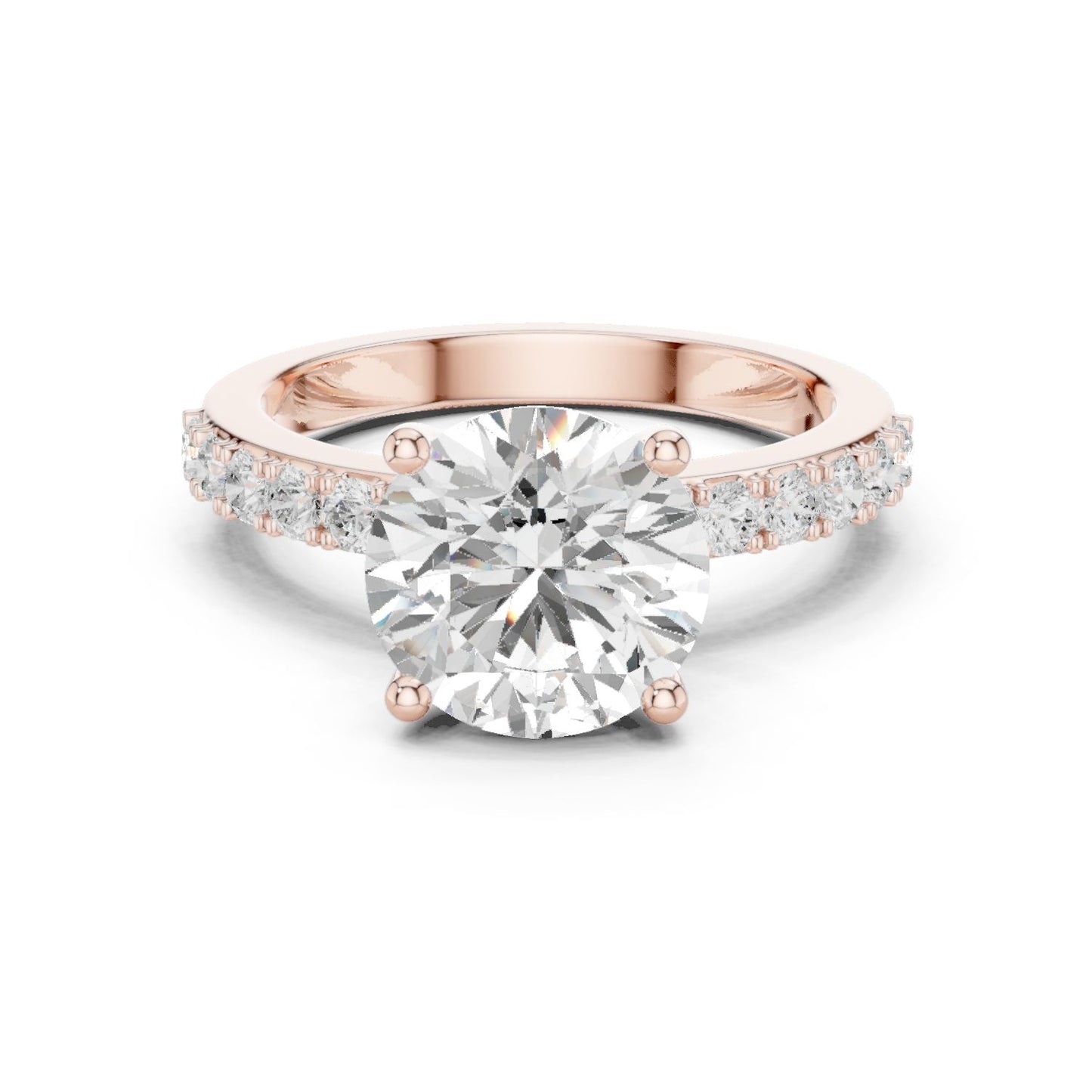 Round Lab Grown Diamond Pave Engagement Ring