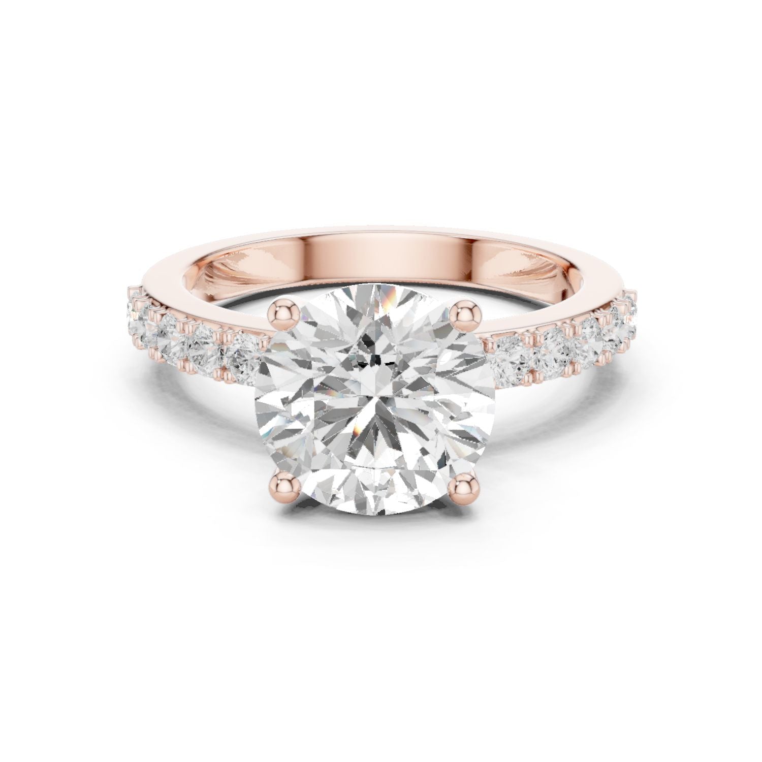 Round Lab Grown Diamond Pave Engagement Ring