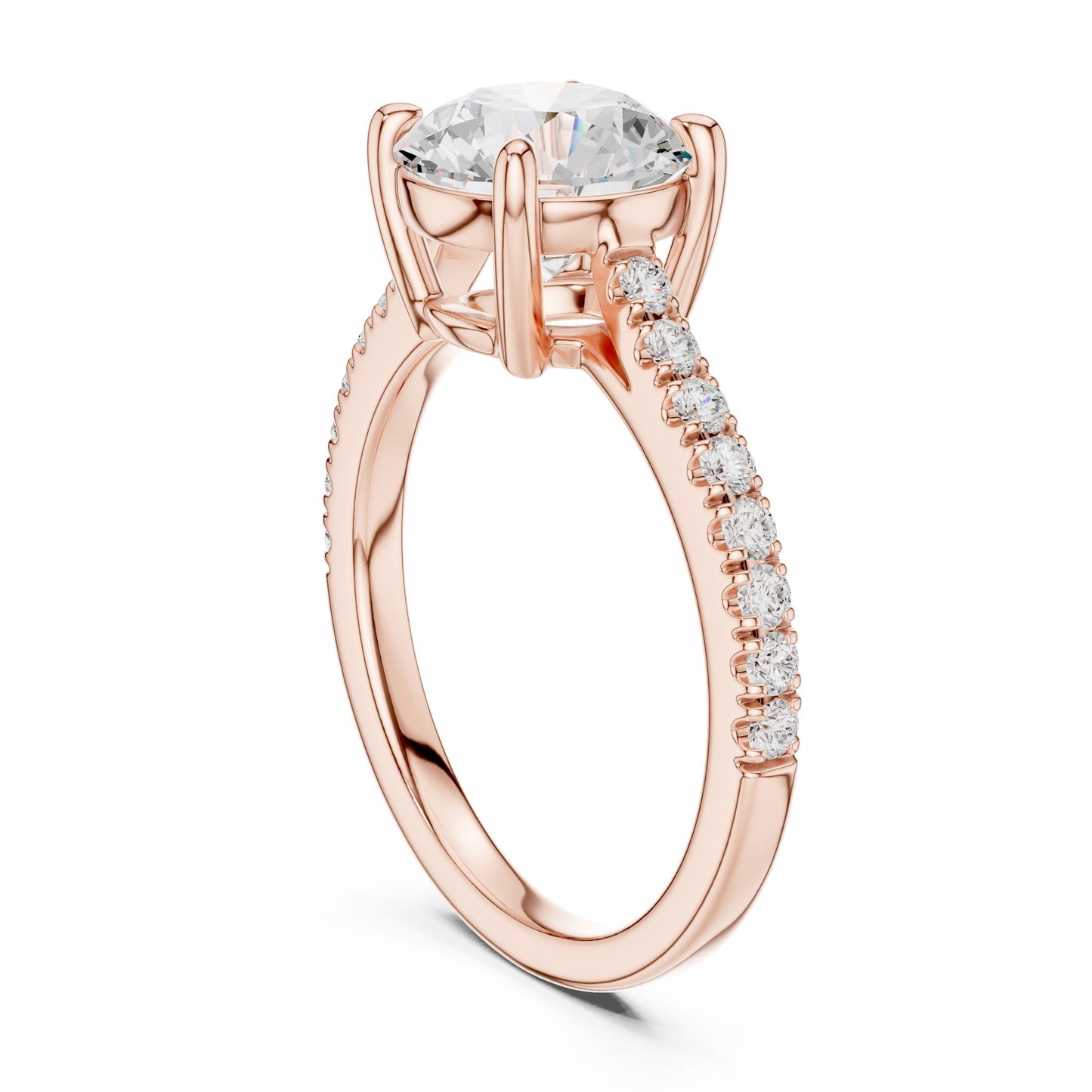 Round Lab Grown Diamond Pave Engagement Ring