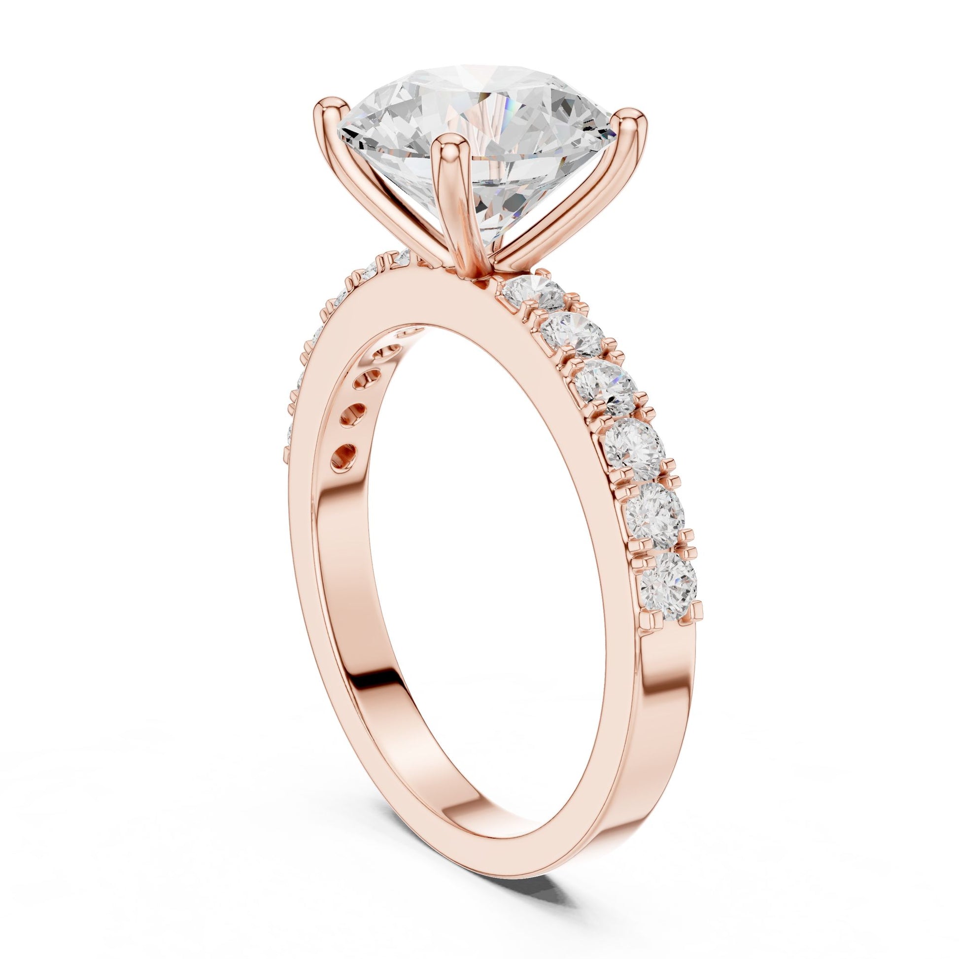 Round Lab Grown Diamond Pave Engagement Ring