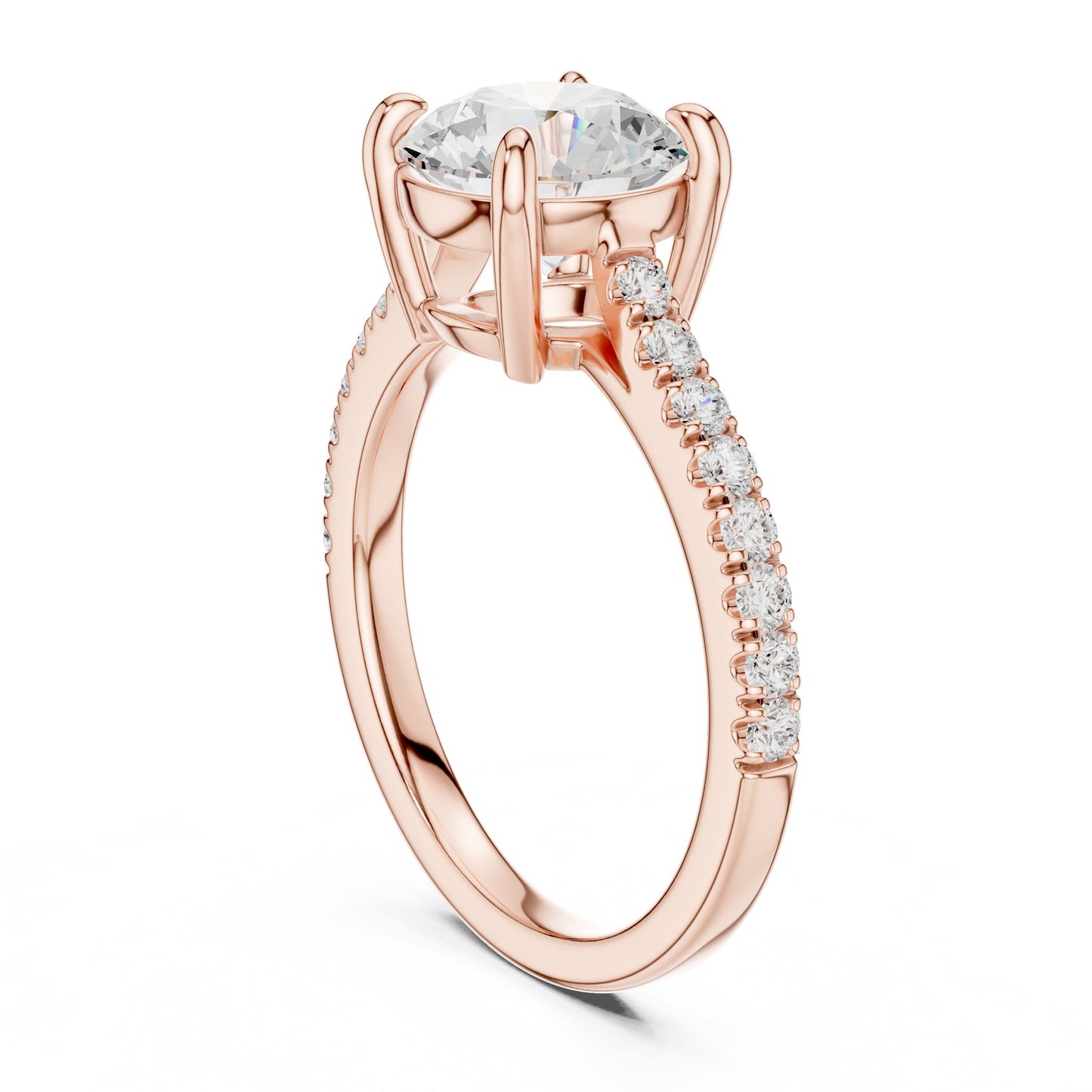 Round Lab Grown Diamond Pave Engagement Ring