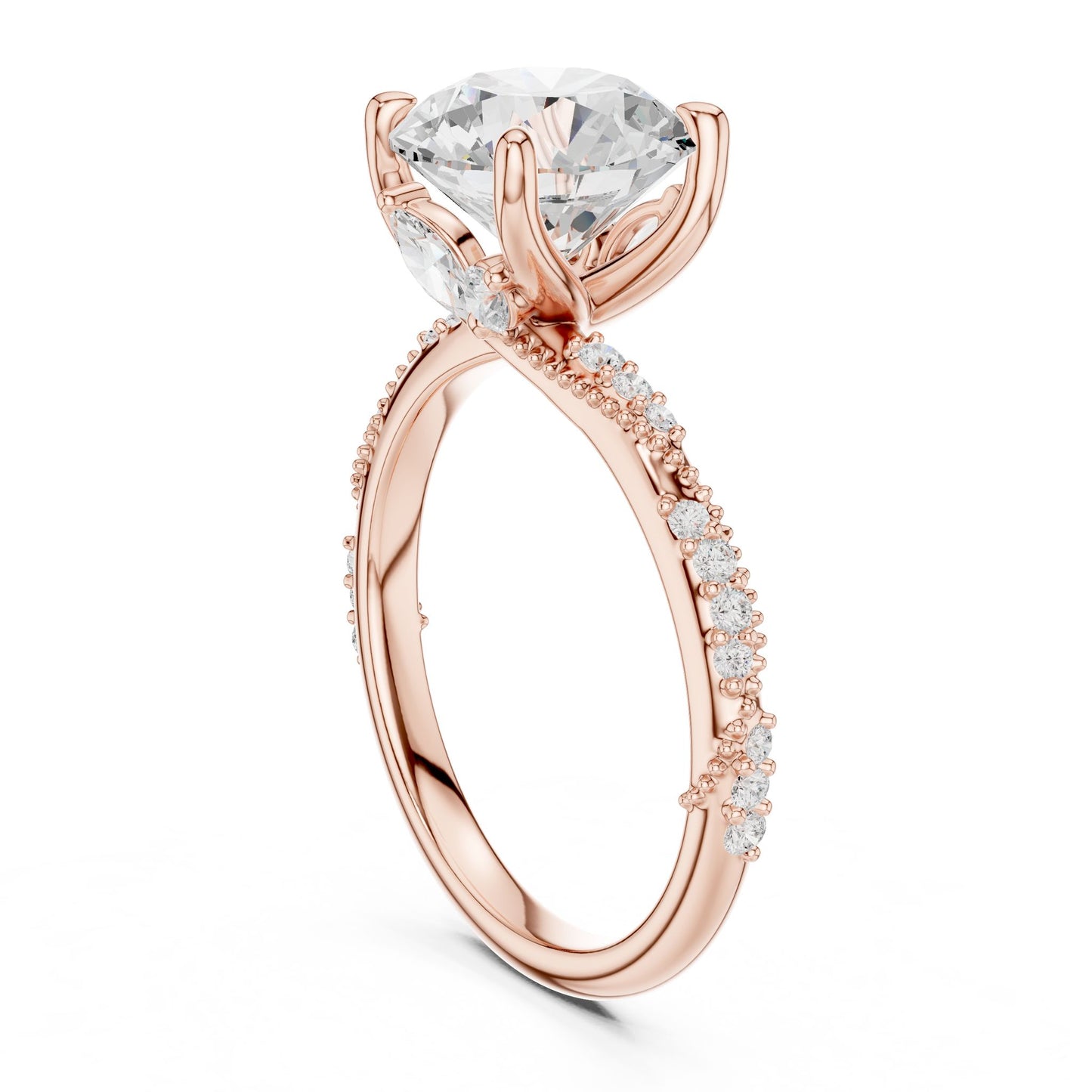 Round Lab Grown Diamond Pave Engagement Ring