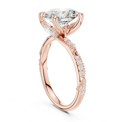 Round Lab Grown Diamond Pave Engagement Ring