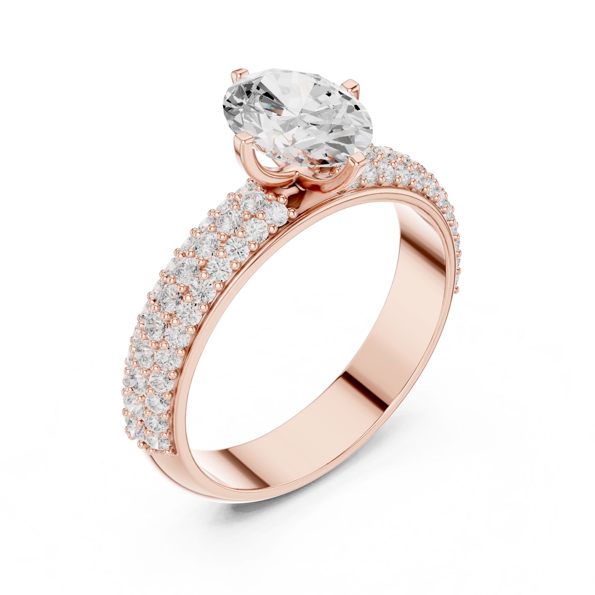 Round Lab Grown Diamond Pave Engagement Ring