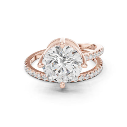 Round Lab Grown Diamond Pave Engagement Ring