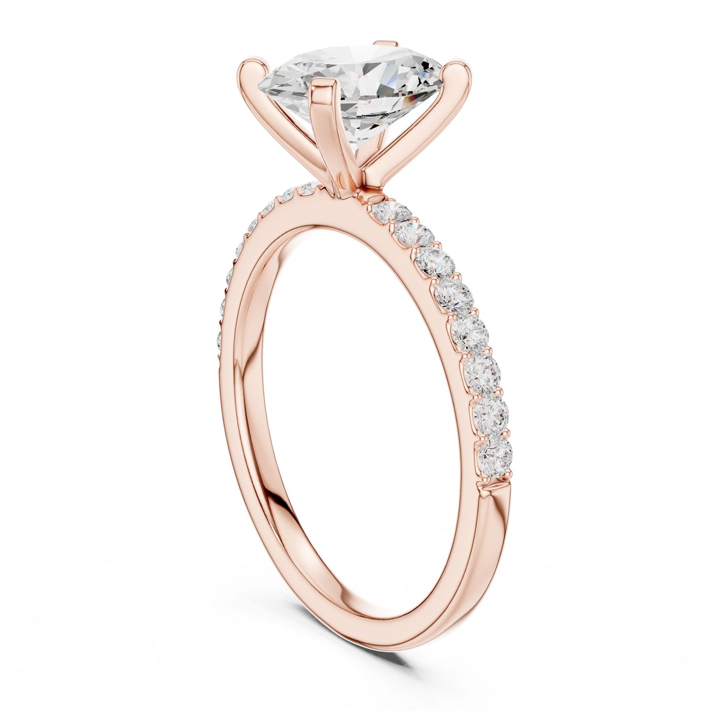 Round Lab Grown Diamond Pave Engagement Ring