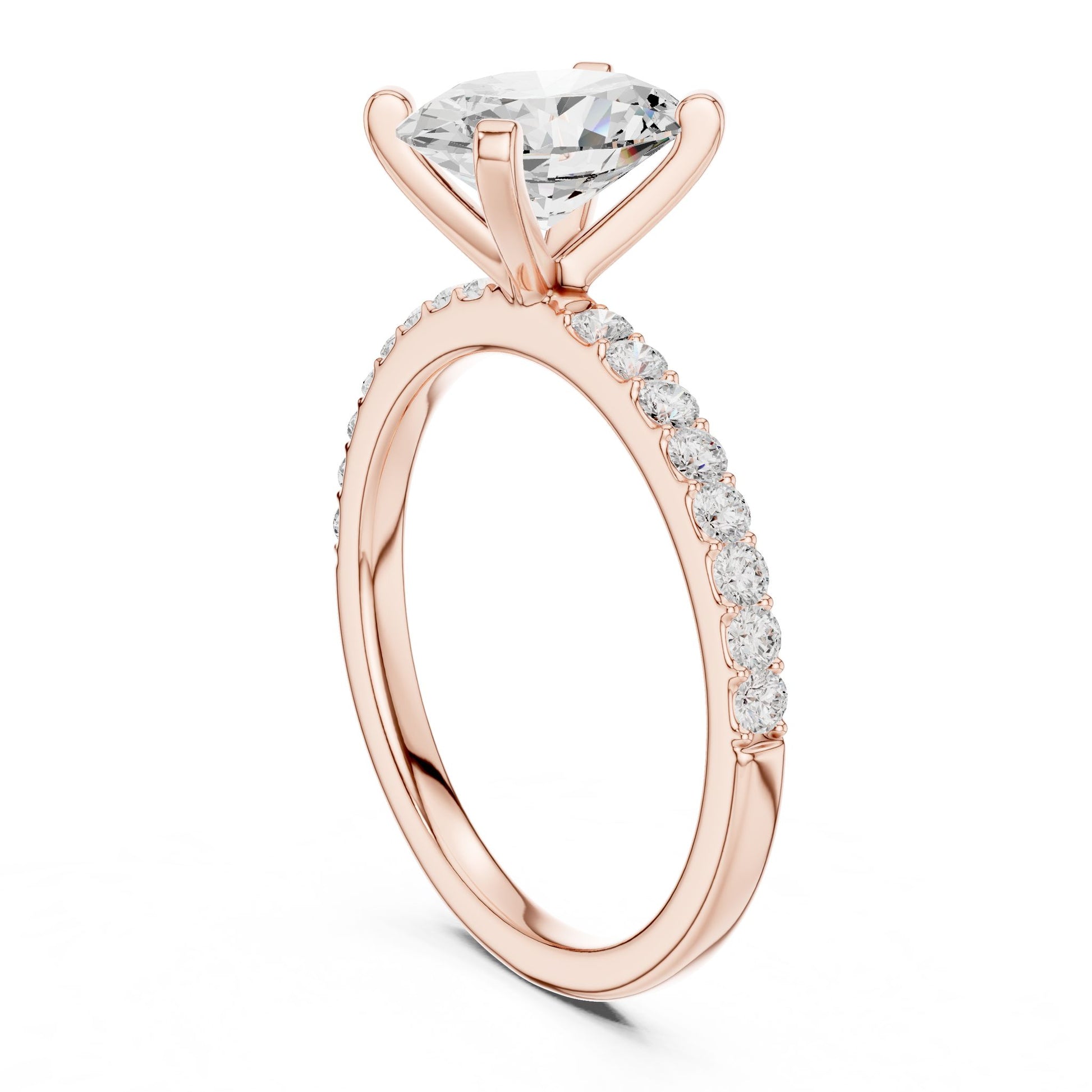 Round Lab Grown Diamond Pave Engagement Ring