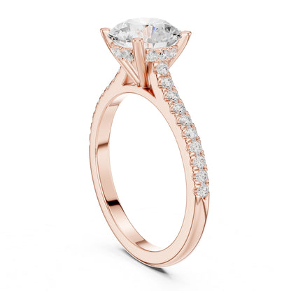 Round Lab Grown Diamond Pave Engagement Ring