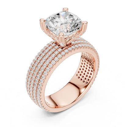 Round Lab Grown Diamond Pave Engagement Ring