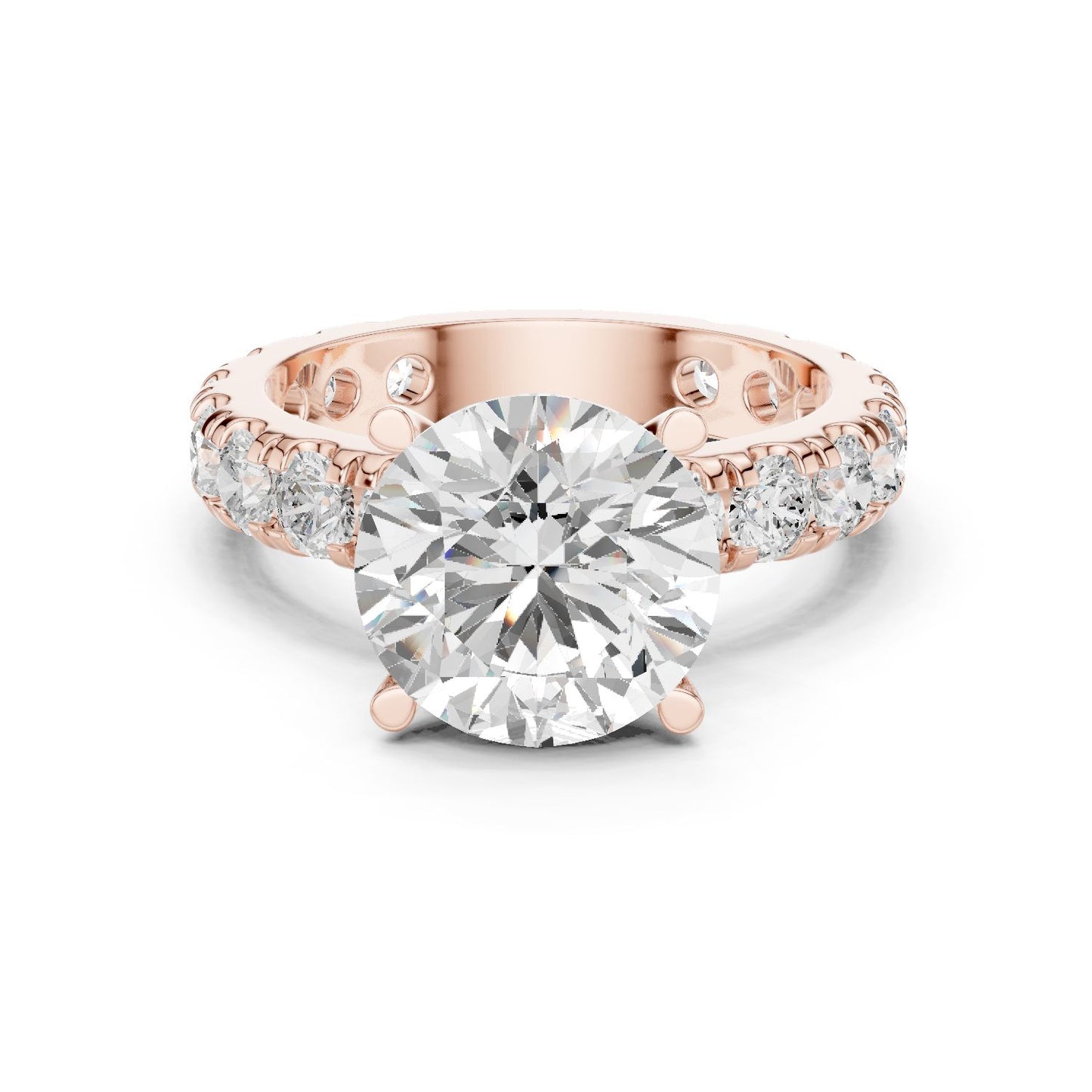 Round Lab Grown Diamond Pave Engagement Ring