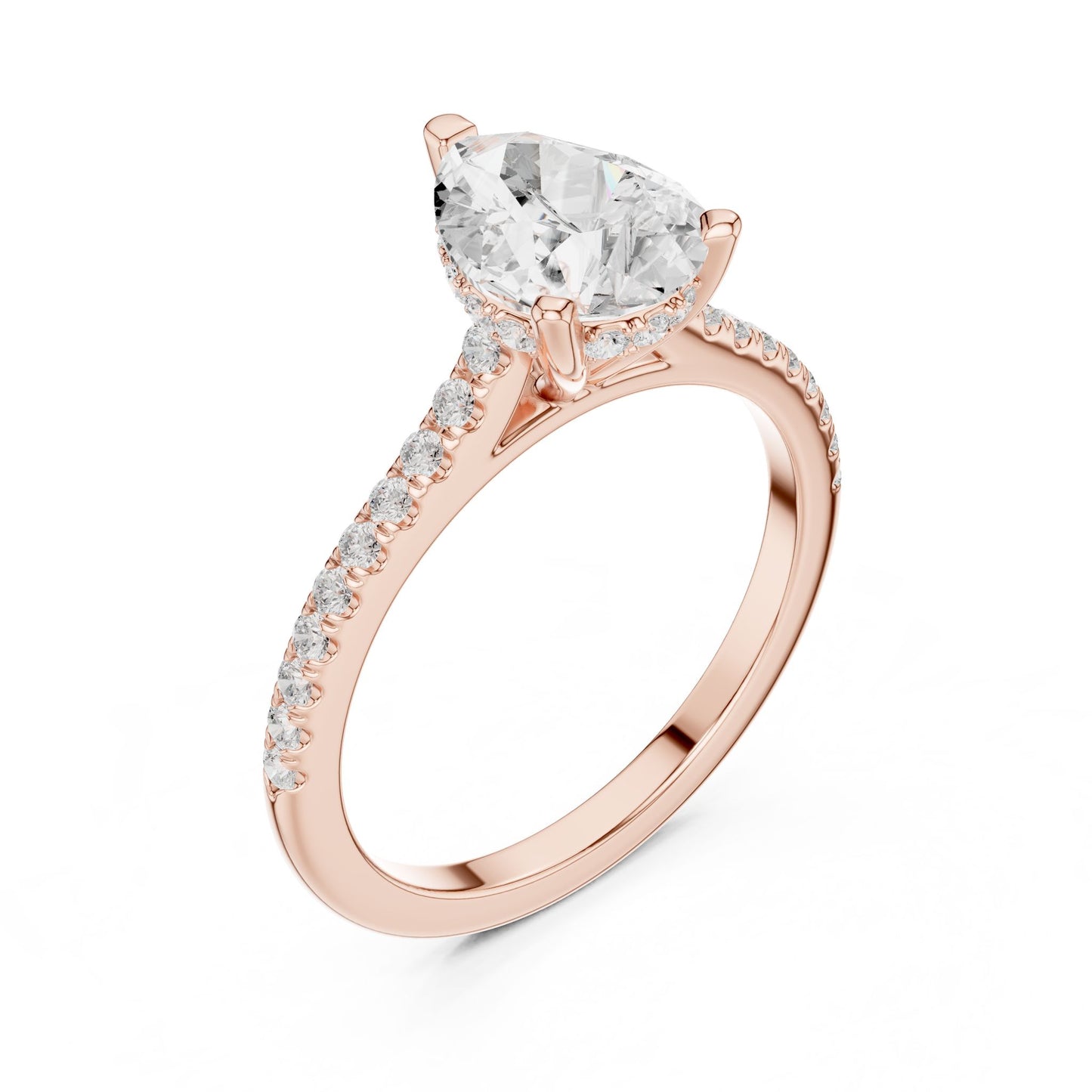 Round Lab Grown Diamond Pave Engagement Ring