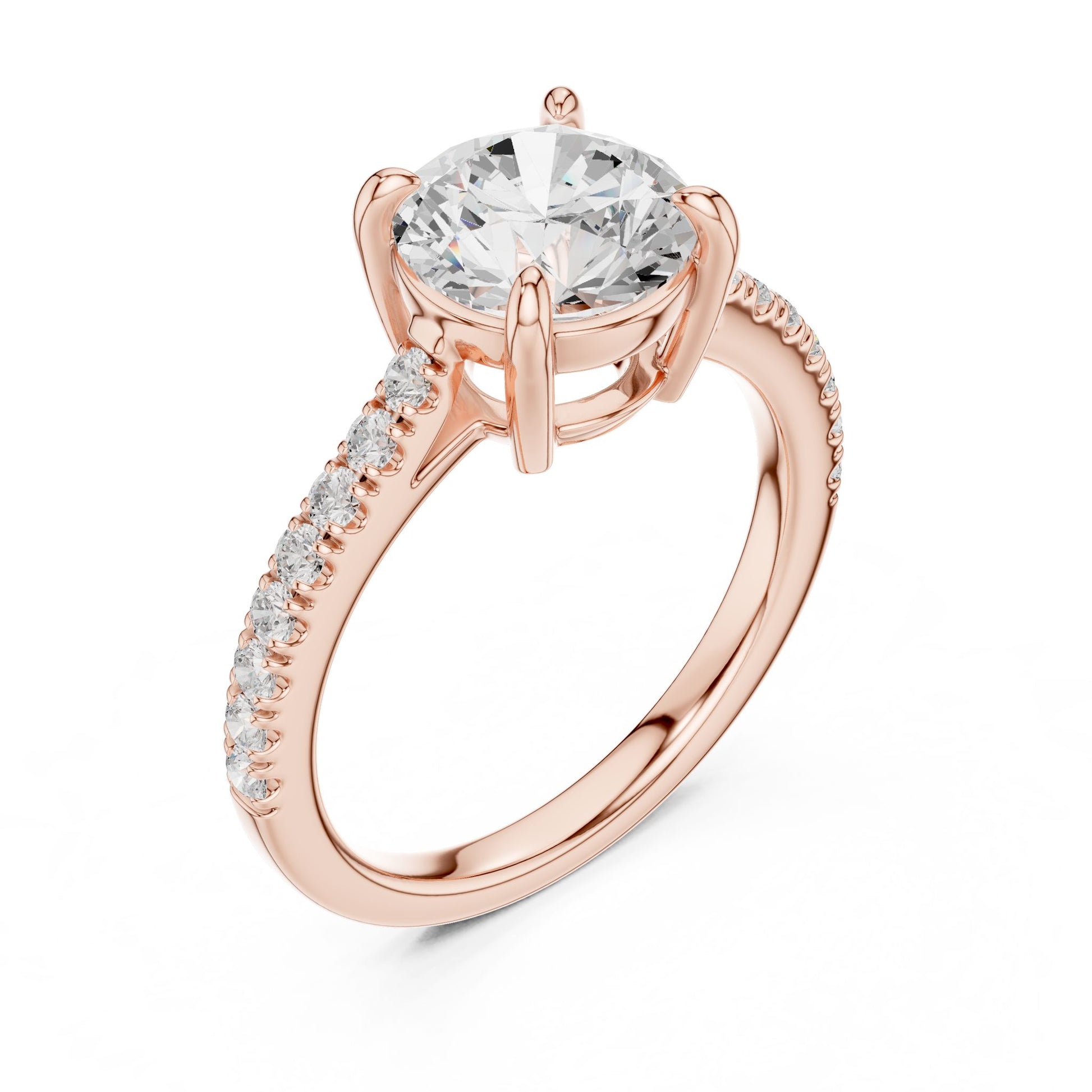 Round Lab Grown Diamond Pave Engagement Ring
