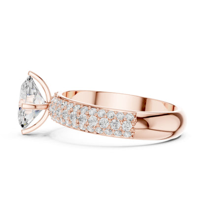 Round Lab Grown Diamond Pave Engagement Ring