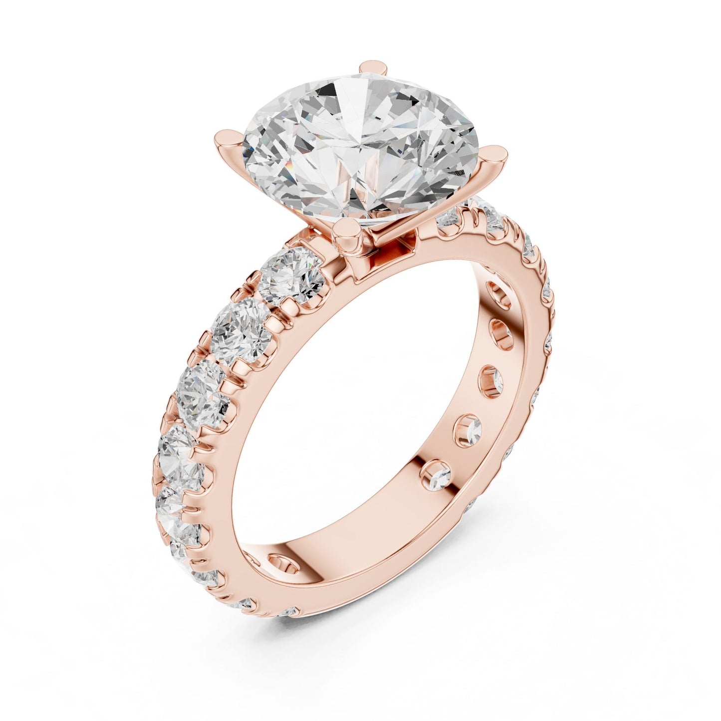 Round Lab Grown Diamond Pave Engagement Ring