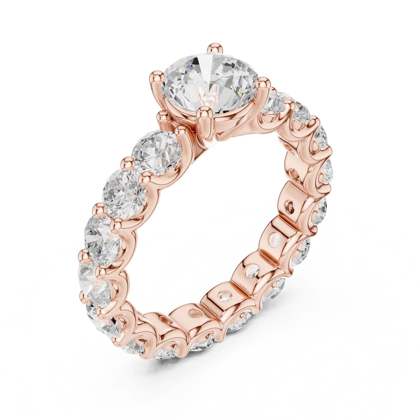 Round Lab Grown Diamond Pave Engagement Ring
