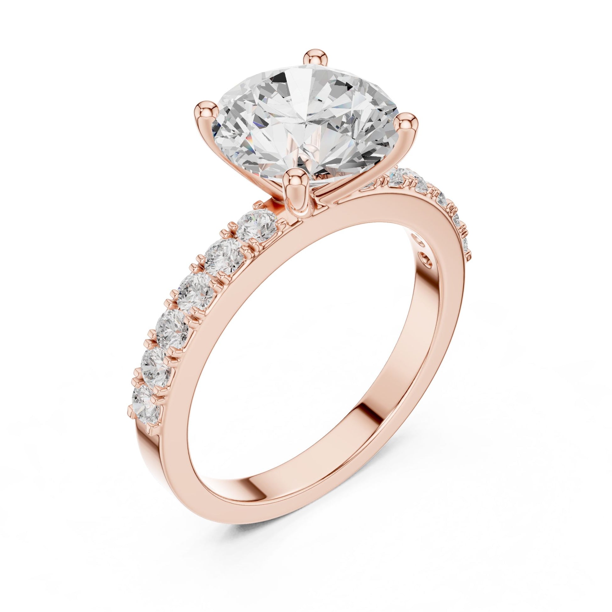 Round Lab Grown Diamond Pave Engagement Ring