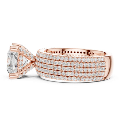 Round Lab Grown Diamond Pave Engagement Ring