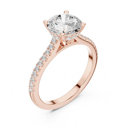Round Lab Grown Diamond Pave Engagement Ring