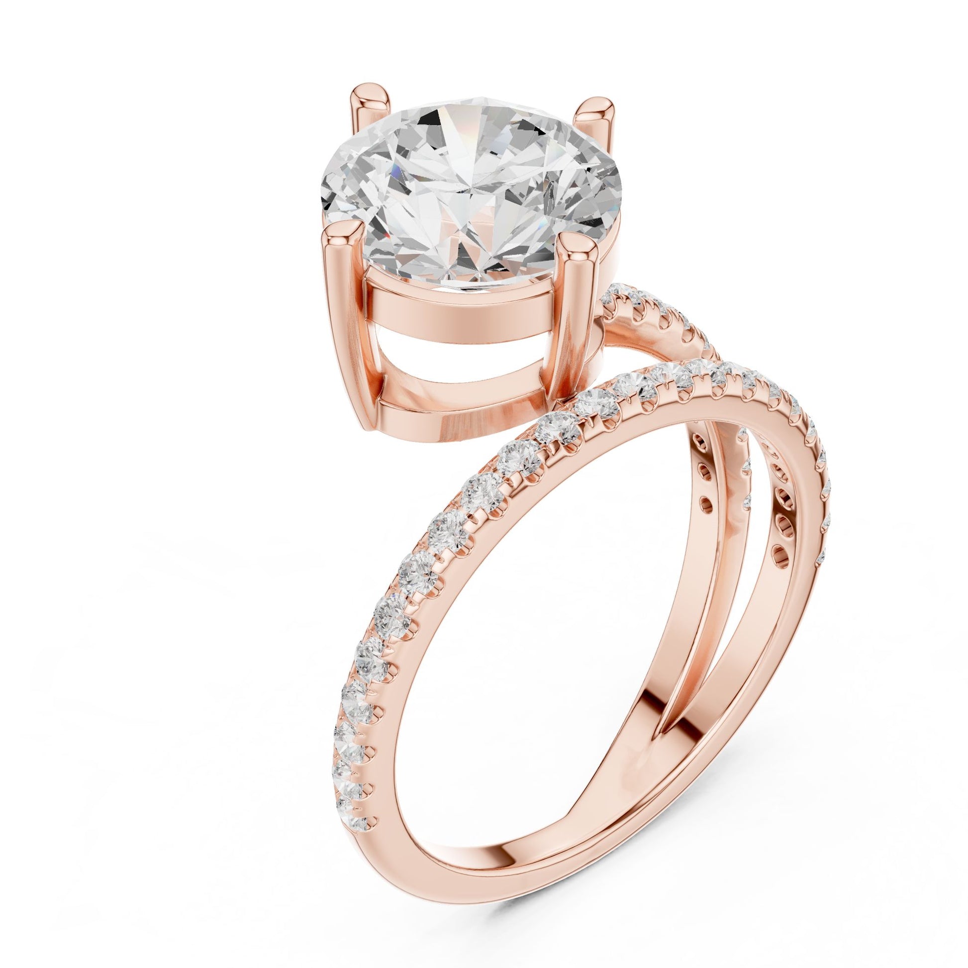 Round Lab Grown Diamond Pave Engagement Ring