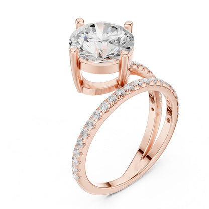 Round Lab Grown Diamond Pave Engagement Ring