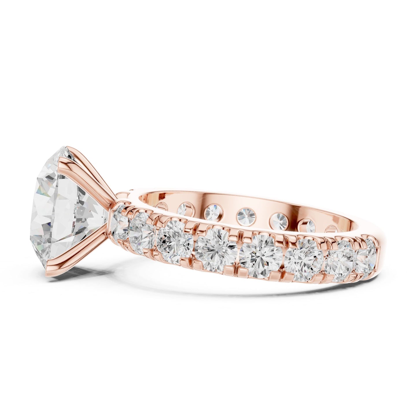 Round Lab Grown Diamond Pave Engagement Ring