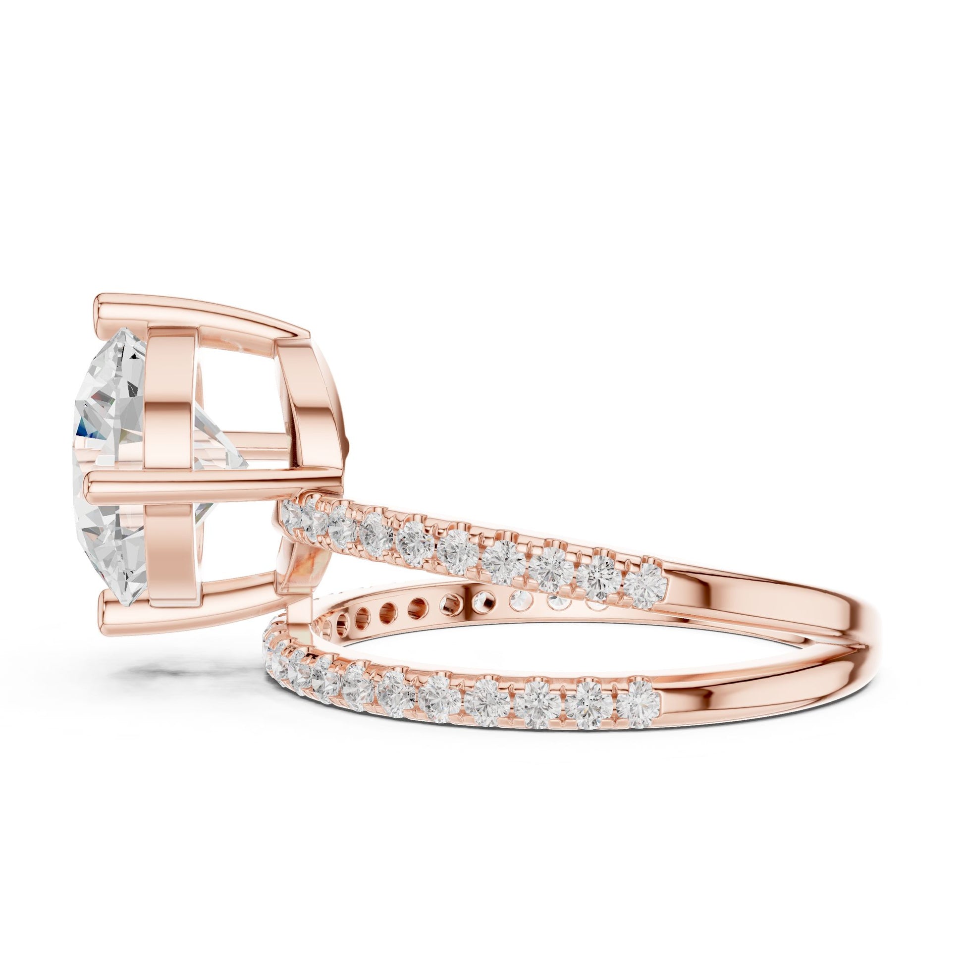 Round Lab Grown Diamond Pave Engagement Ring