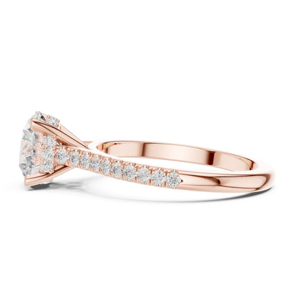 Round Lab Grown Diamond Pave Engagement Ring