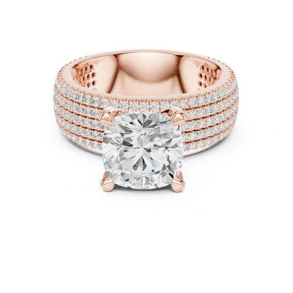 Round Lab Grown Diamond Pave Engagement Ring