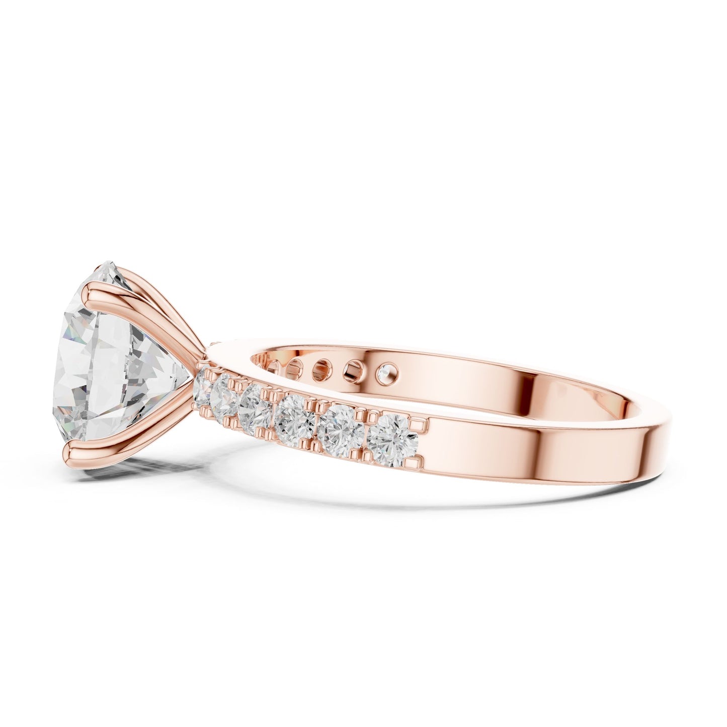 Round Lab Grown Diamond Pave Engagement Ring