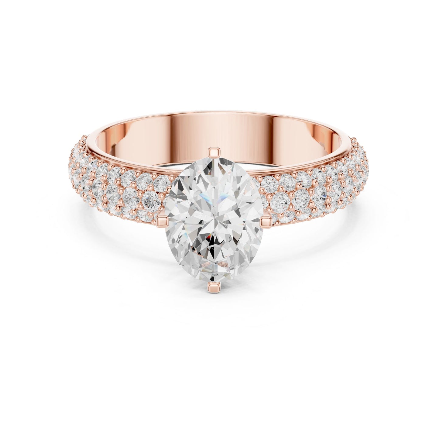Round Lab Grown Diamond Pave Engagement Ring