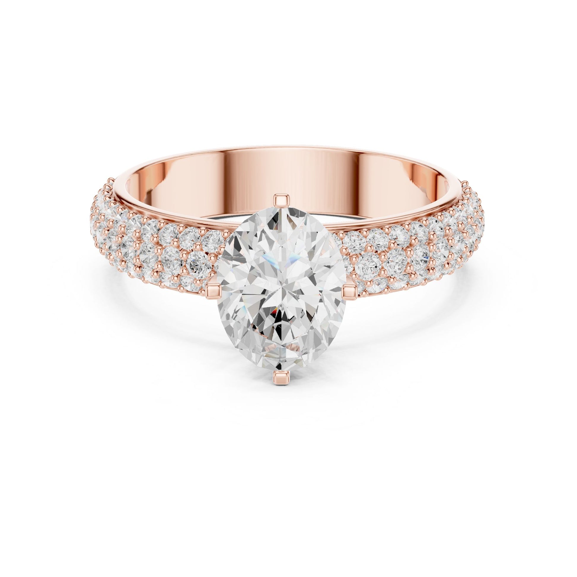 Round Lab Grown Diamond Pave Engagement Ring