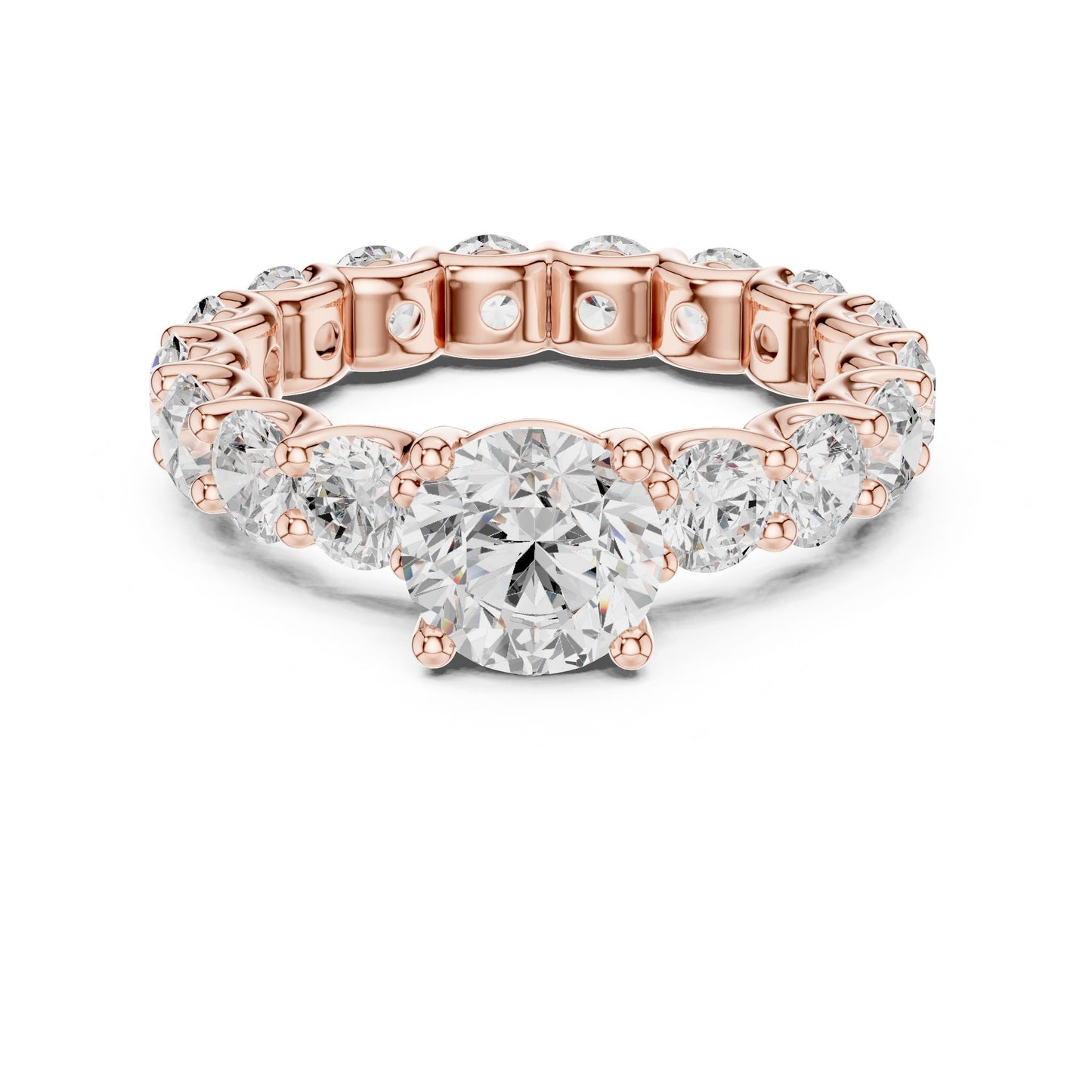 Round Lab Grown Diamond Pave Engagement Ring