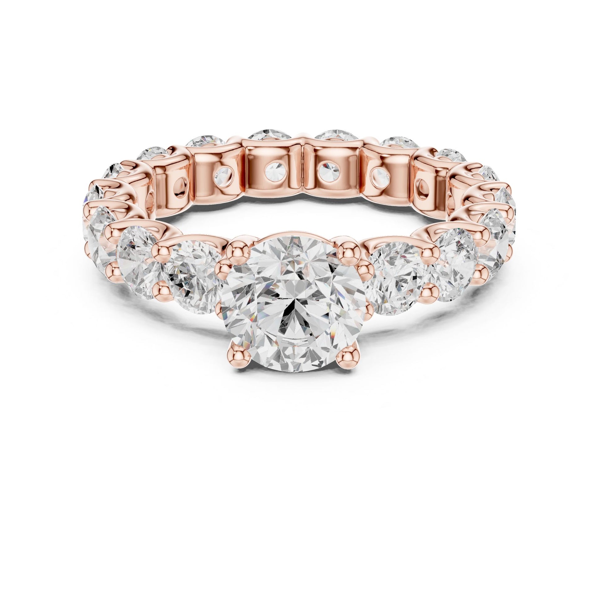 Round Lab Grown Diamond Pave Engagement Ring