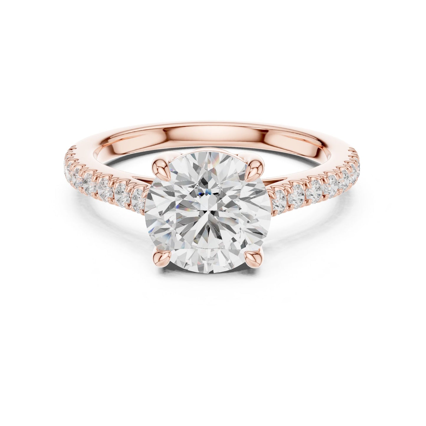 Round Lab Grown Diamond Pave Engagement Ring