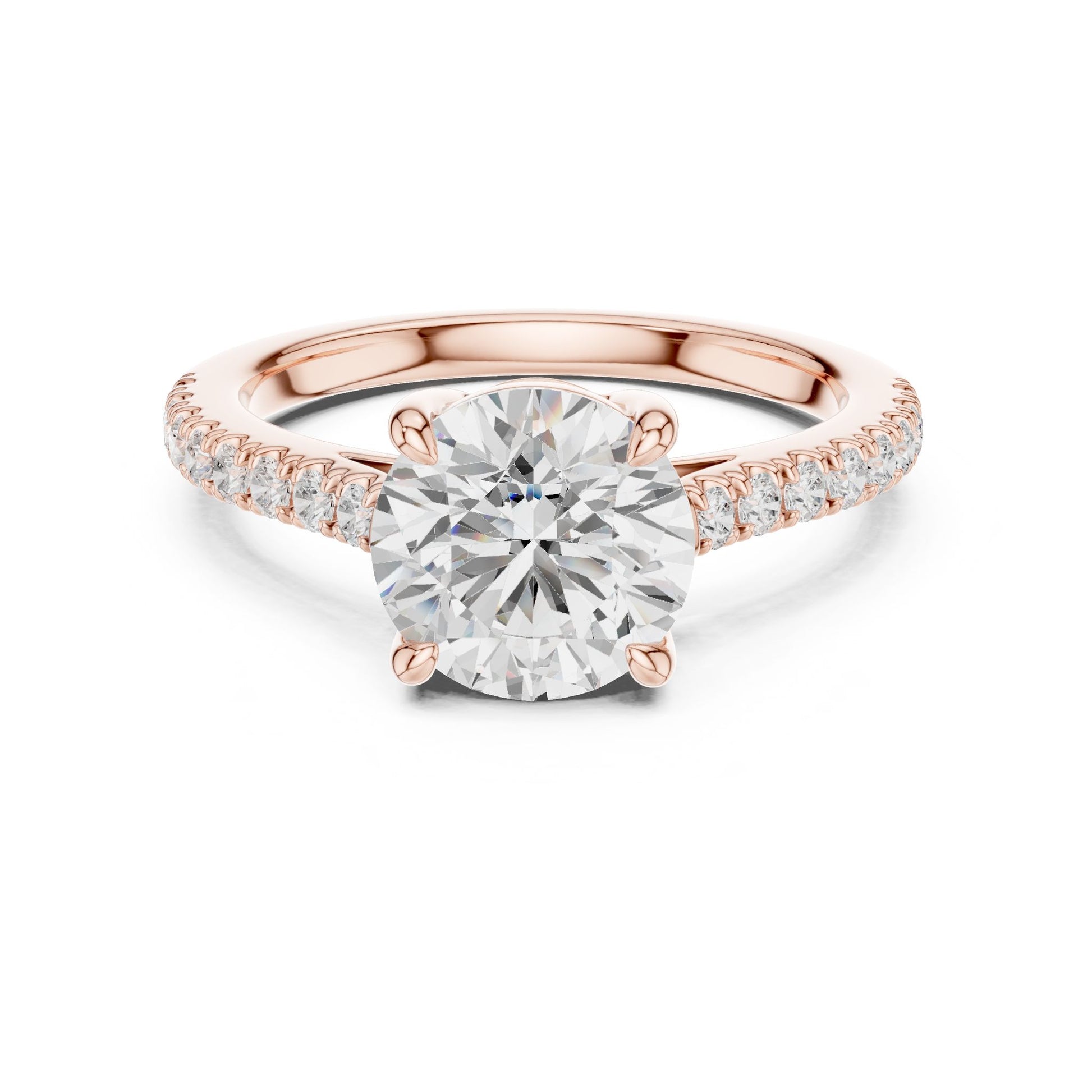 Round Lab Grown Diamond Pave Engagement Ring