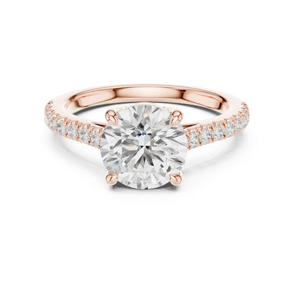 Round Lab Grown Diamond Pave Engagement Ring