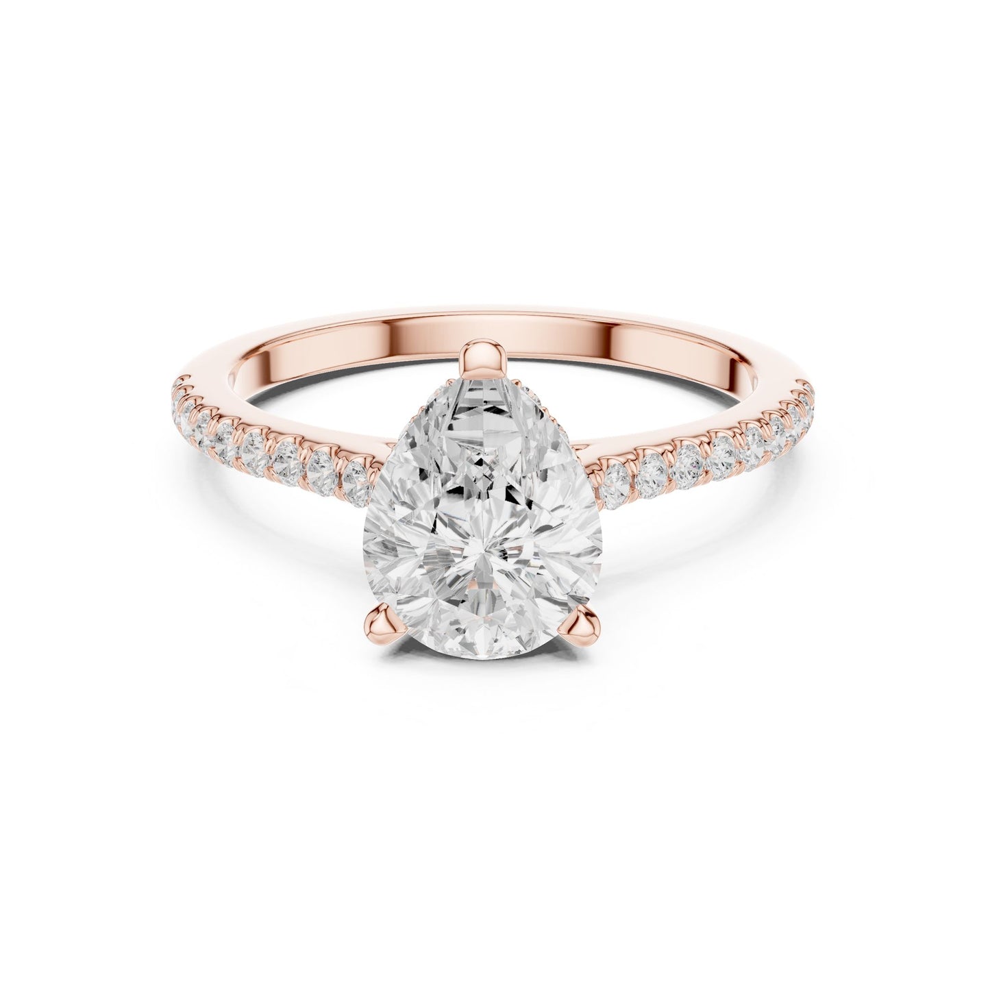 Round Lab Grown Diamond Pave Engagement Ring