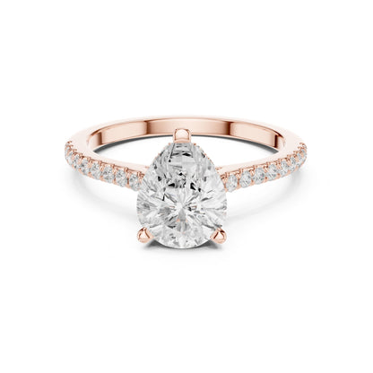 Round Lab Grown Diamond Pave Engagement Ring