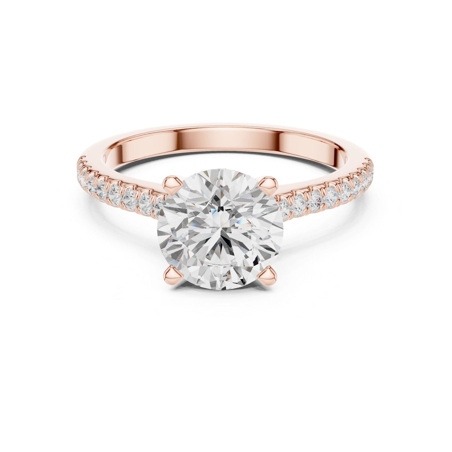 Round Lab Grown Diamond Pave Engagement Ring