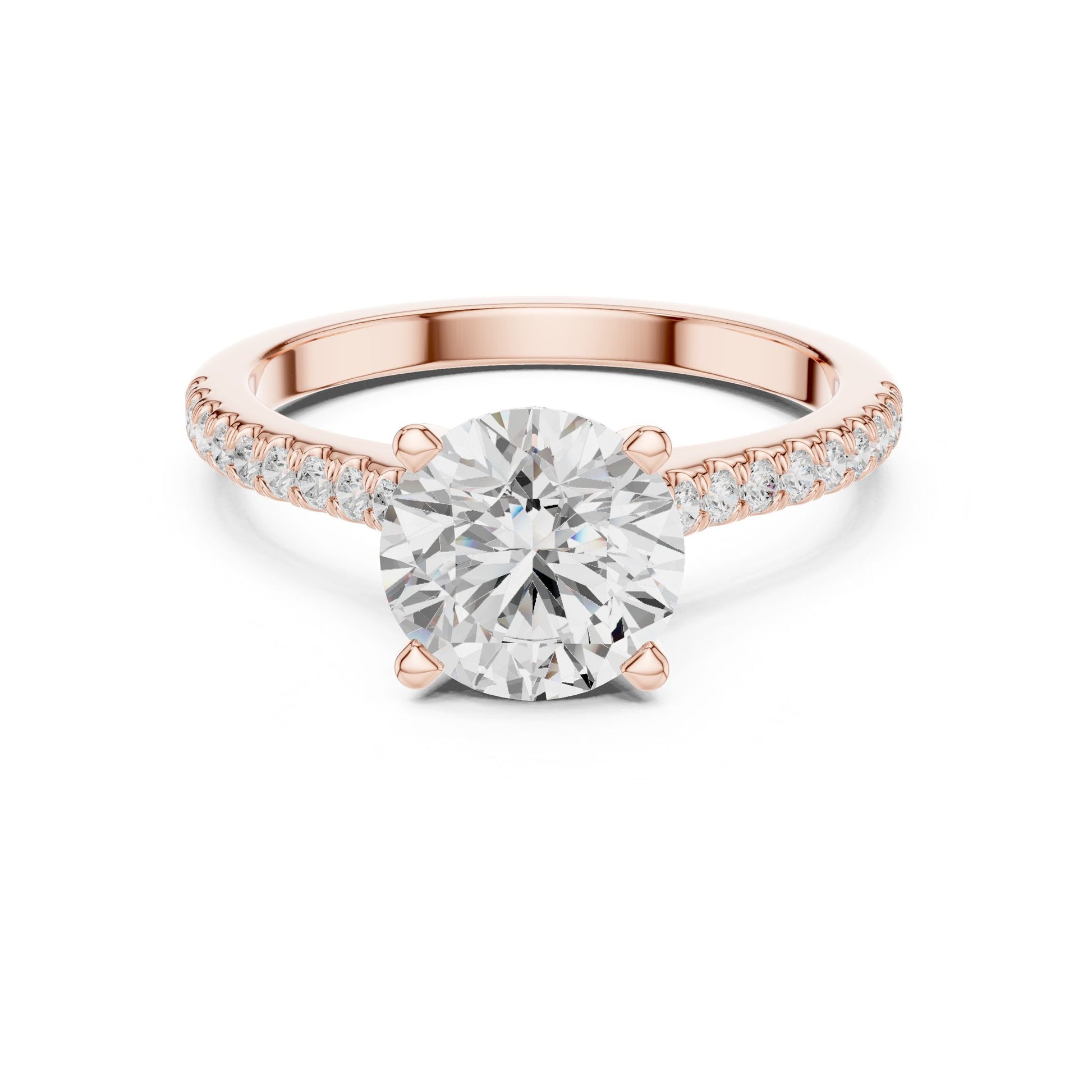 Round Lab Grown Diamond Pave Engagement Ring